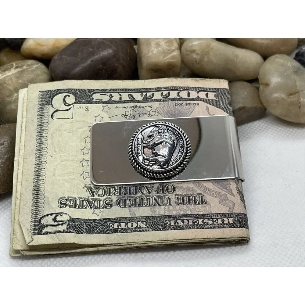 Dad Son Gift Native American Money Clip Stainless Steel Arrow Quality  Turquoise